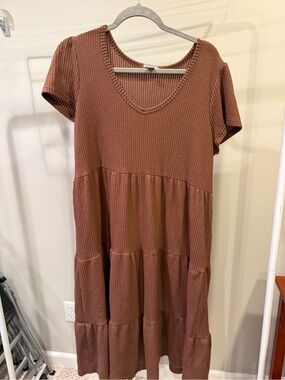 Falls Creek Short-Sleeve Tiered Maxi Dress - Rust